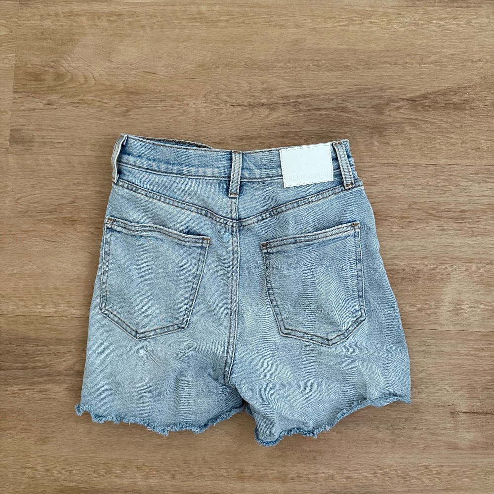 Denim Forum Light Blue High-Rise Cutoff Jean Shorts - Picture 3 of 5